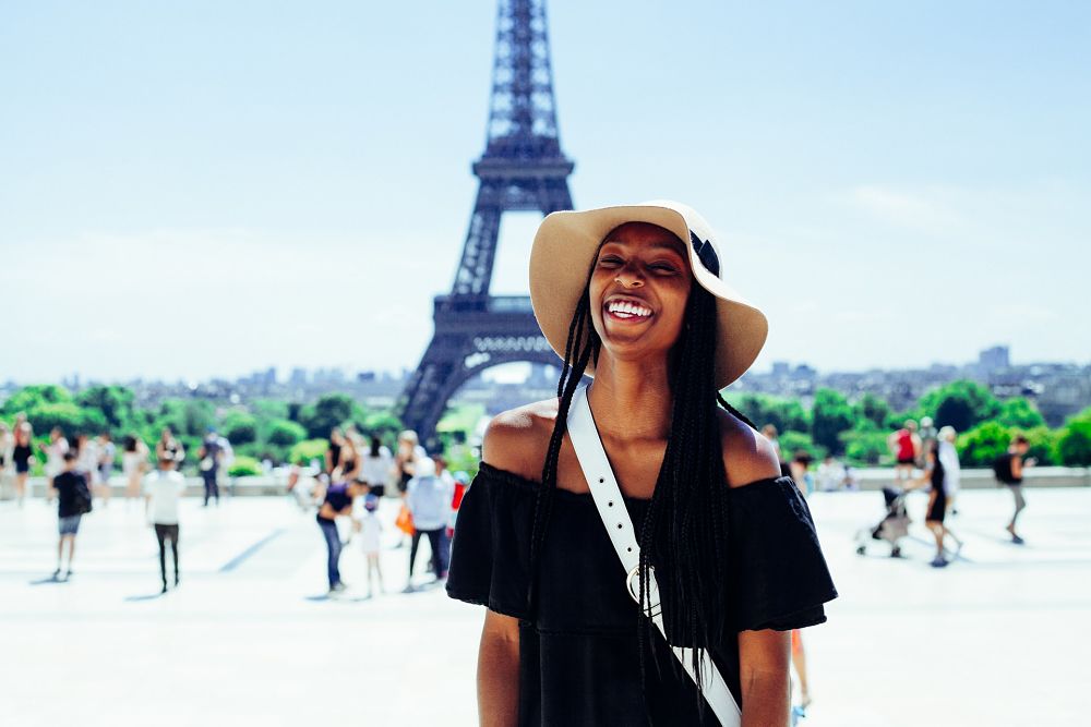 American business woman in Paris