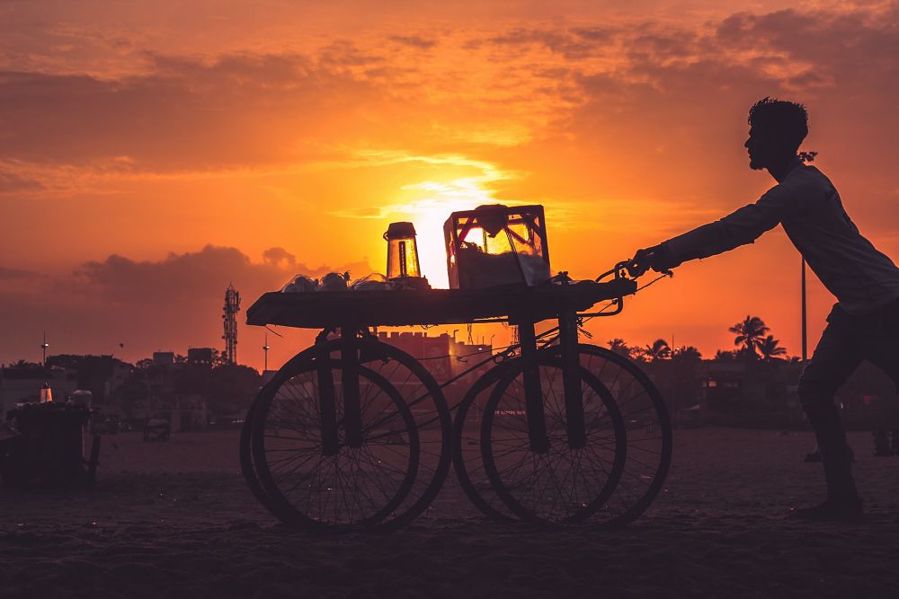 Indian man at sunset