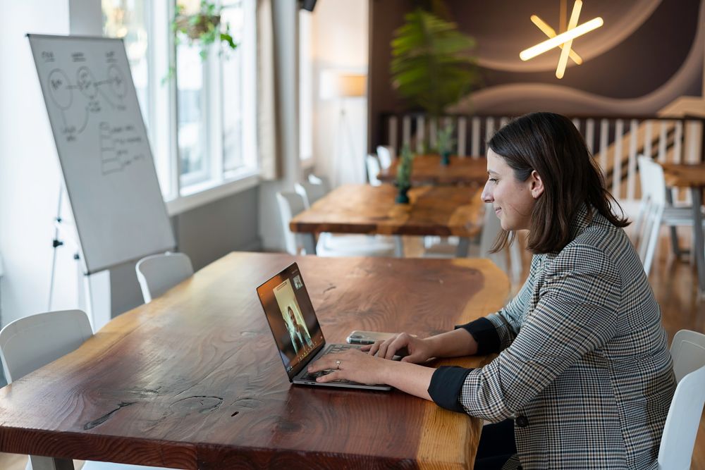 Virtual team leader on video call