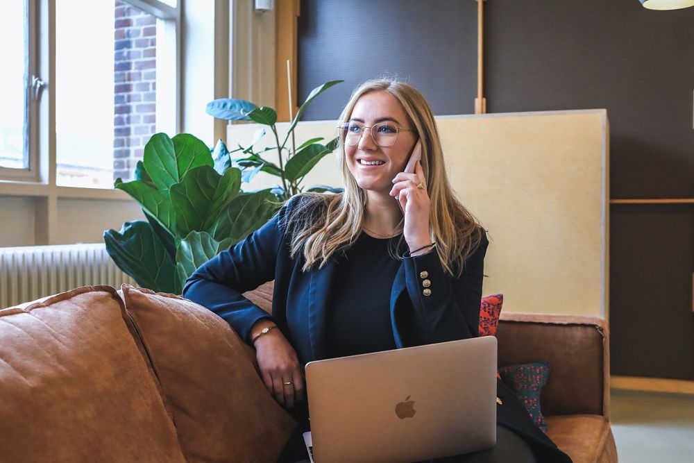 Woman on international call